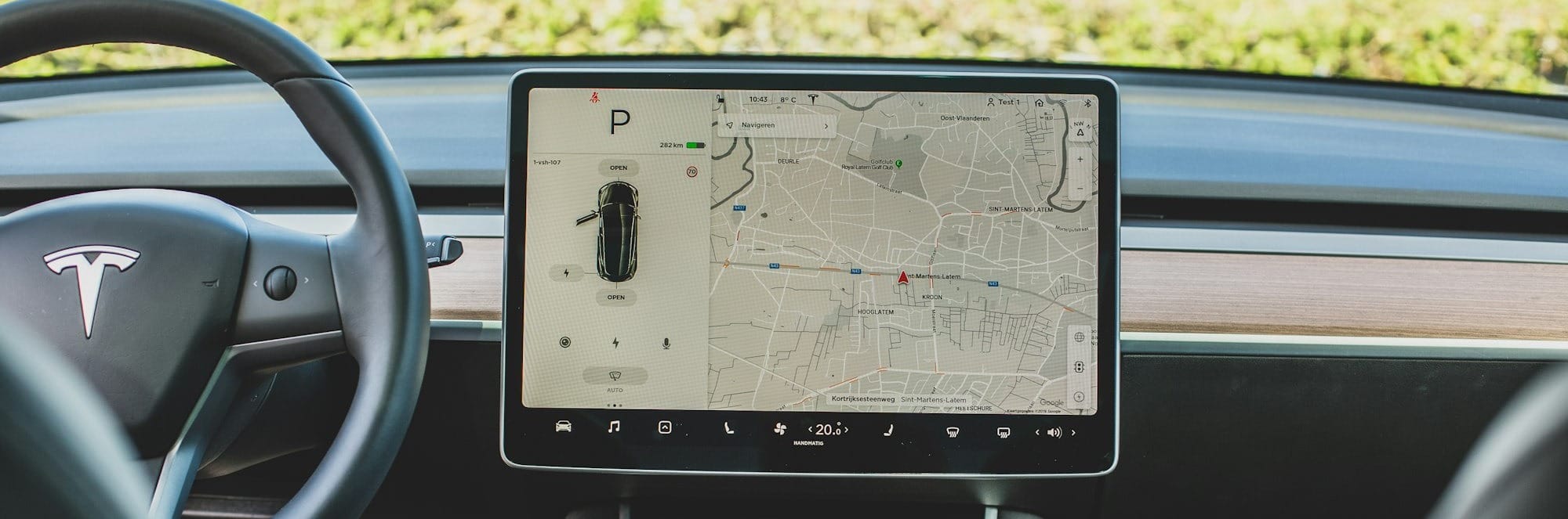 black Tesla car GPS navigator